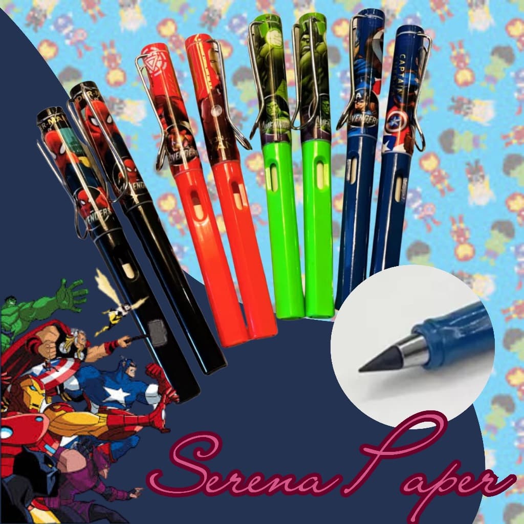 LÁPIS INFINITO VINGADORES COM BORRACHA / PAPELARIA FOFA KAWAII / MATERIAL ESCOLAR