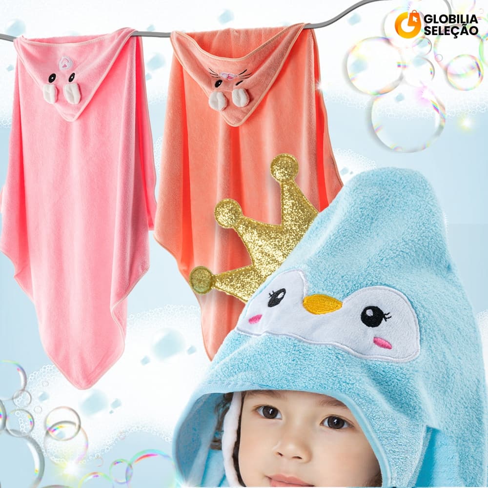 💓Toalha De Banho Bebê Capuz Roupão Infantil Recém Nascido Criança Bichinho Bordado Absorvente 78*78CM  FTB0031