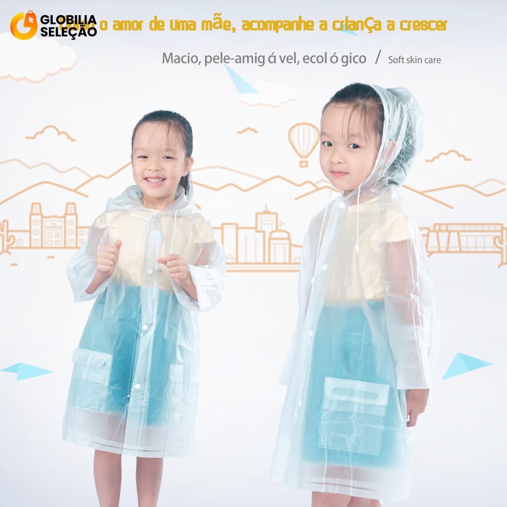 Capa De Chuva Infantil Conjunto Completo Transparente Com Calça CP16INF-KIT