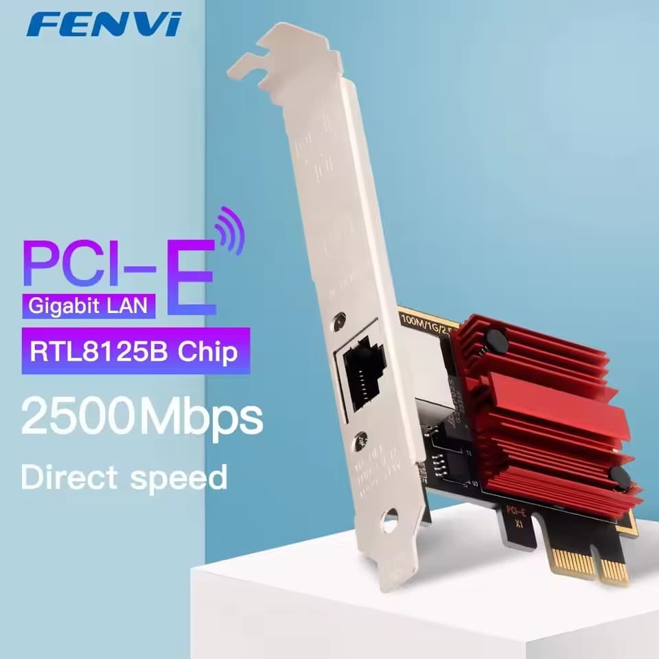 Placa de Rede Fenvi PCI-E 2.5G - Chip RTL8125B, Alta Velocidade e Estabilidade!