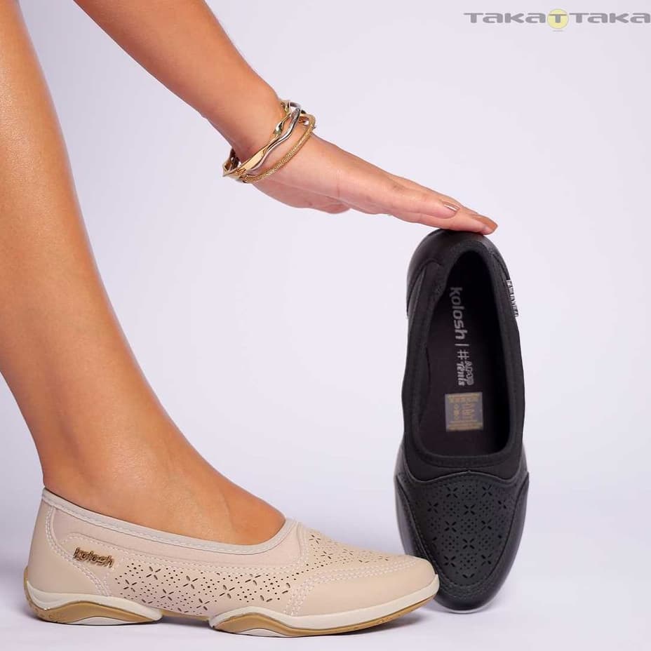 Sapatilha Ortopédica  Kolosh Leve Elástico Confortável Sola Antiderrapante Cores Neutras