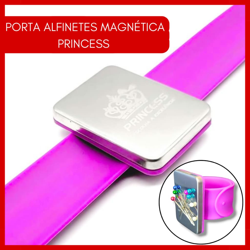 Pulseira Porta Alfinetes Princess Magnética De Costura Lilás
