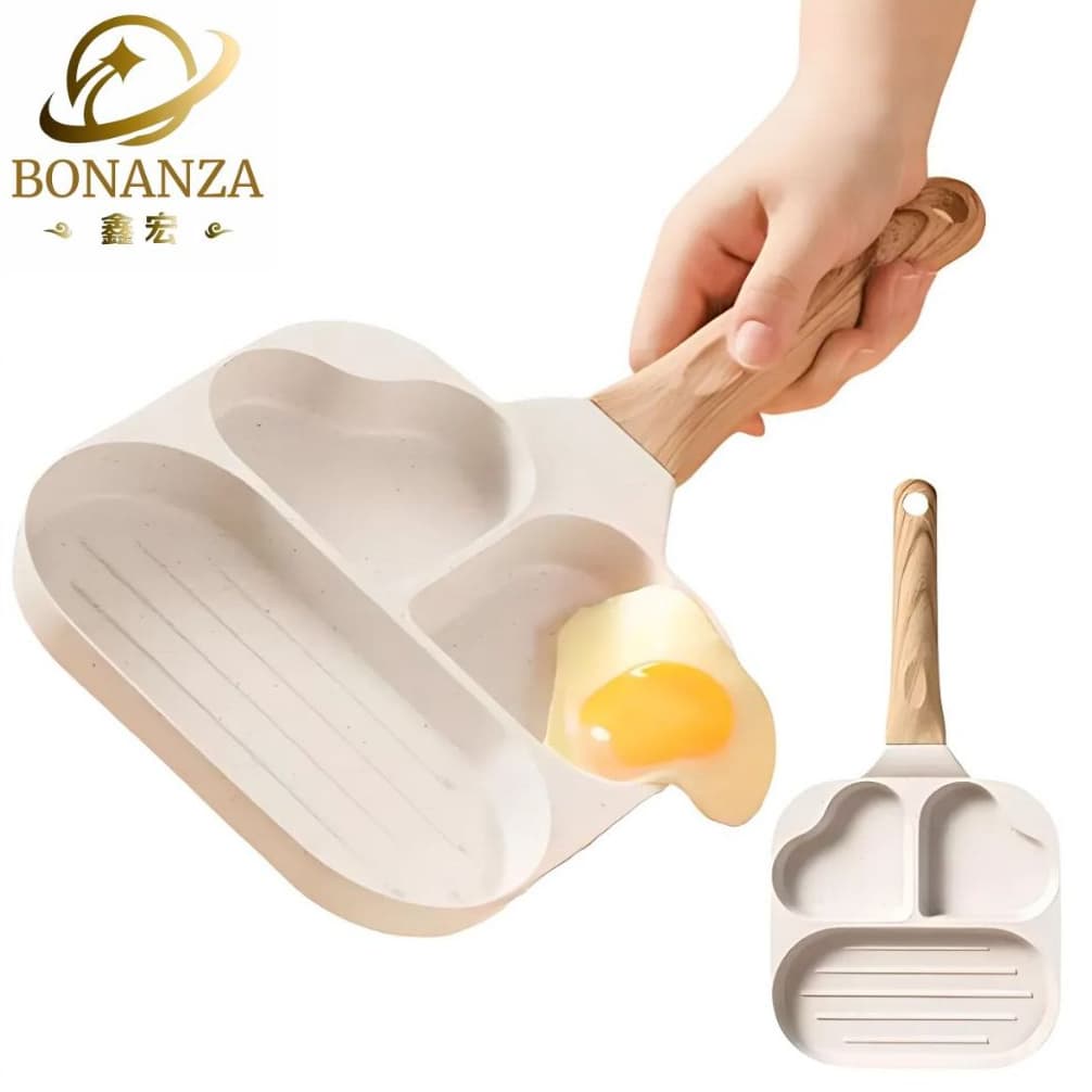 Frigideira Antiaderente (BNZ-501) Ovos Hambúrguer Bacon C/ 3 Divisórias