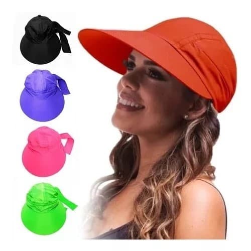 Boné Viseira Feminina Tactel Aba Larga Proteção ao sol ,Praia, Piscina, verão Varias Cores