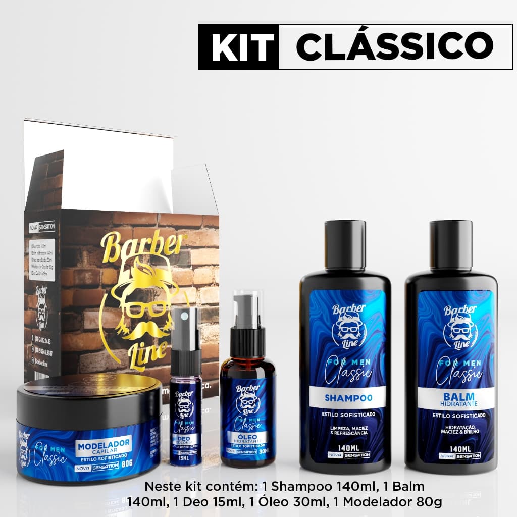 Kit Barba Balm, Colônia, Óleo, Shampoo e Modelador Capilar