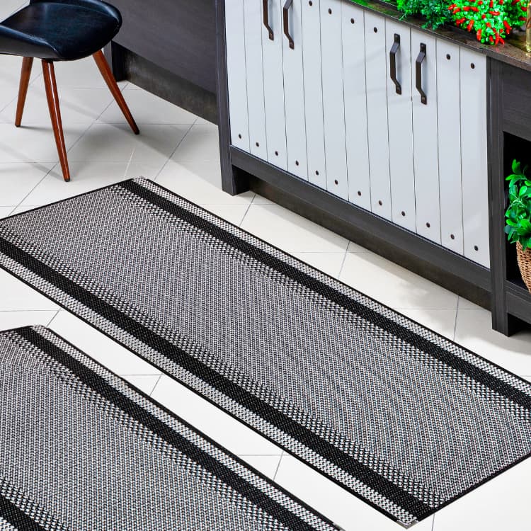 2 Pçs Passadeira 180x0,66 + Capacho 80x50 Sisal Antiderrapante Ponteiras nas Laterais Lancer