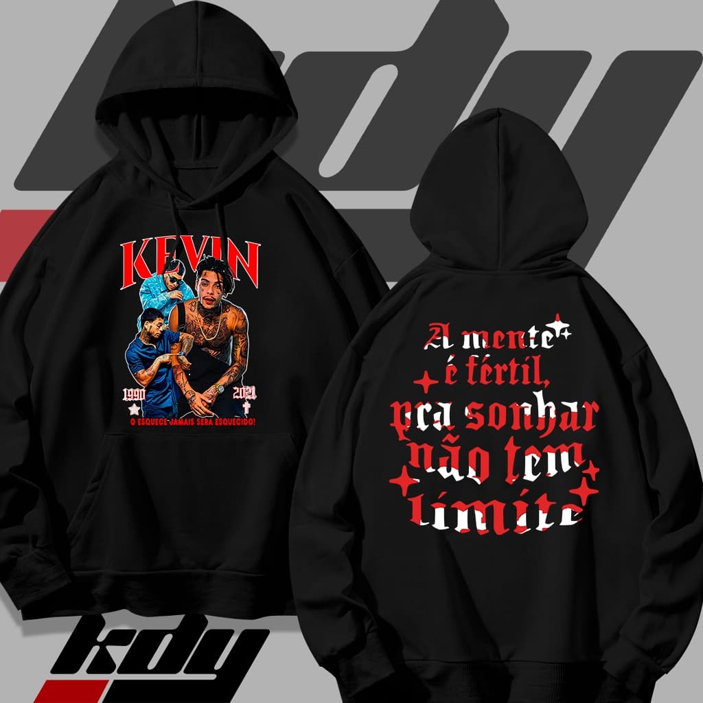 MOLETOM UNISSEX STREETWEAR PERSONALIZADA ESTAMPA MC KEVIN A MENTE E FERTIL