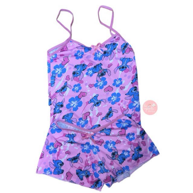 Pijama Infantil Stitch Lilo (2 a 6 anos) Short Doll  Malha Fria Estampado Ohana Bebê Camisola Menina