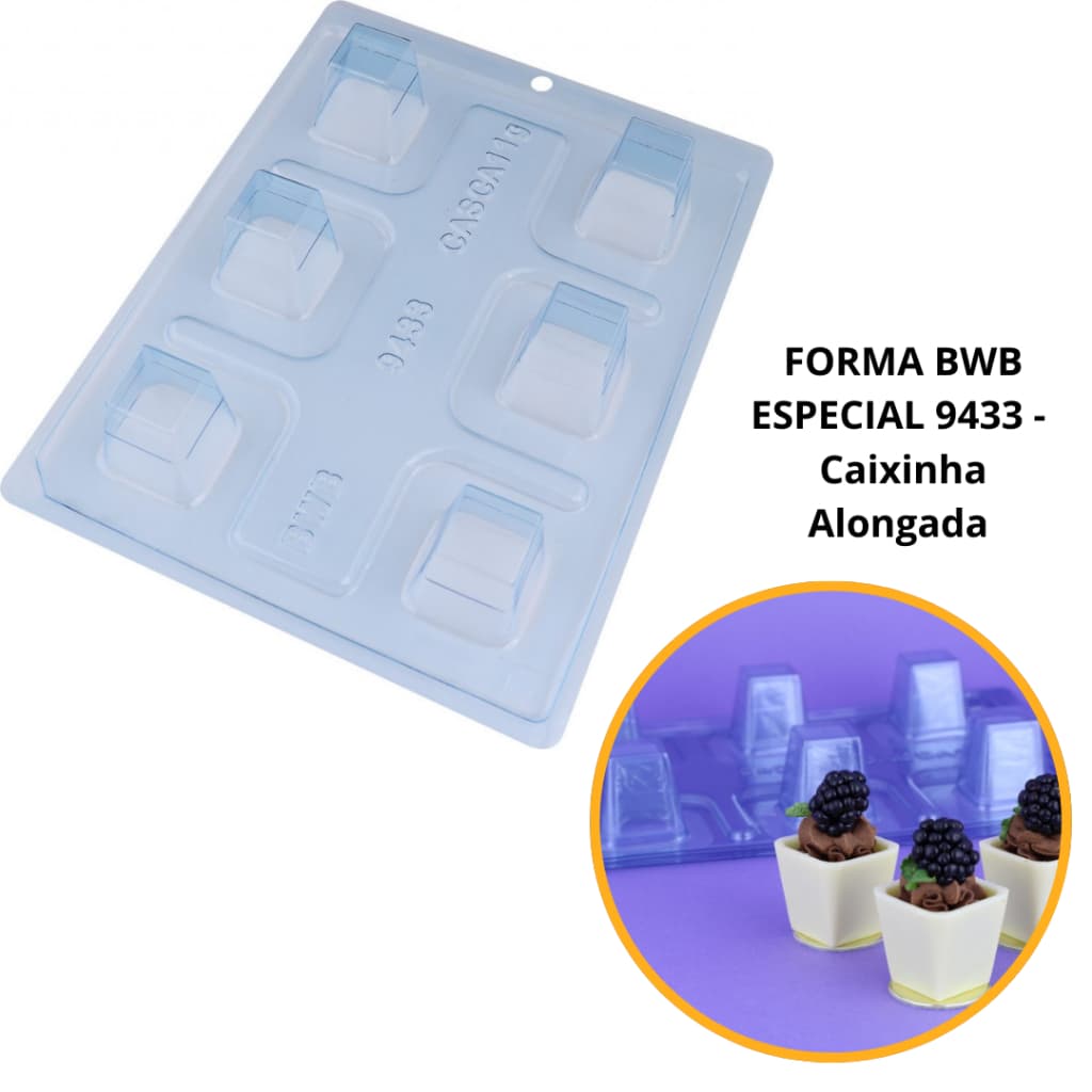 1~4 Forma bwb com silicone (3 partes) para chocolate cod  9433 - Caixinha Alongada 28g.....