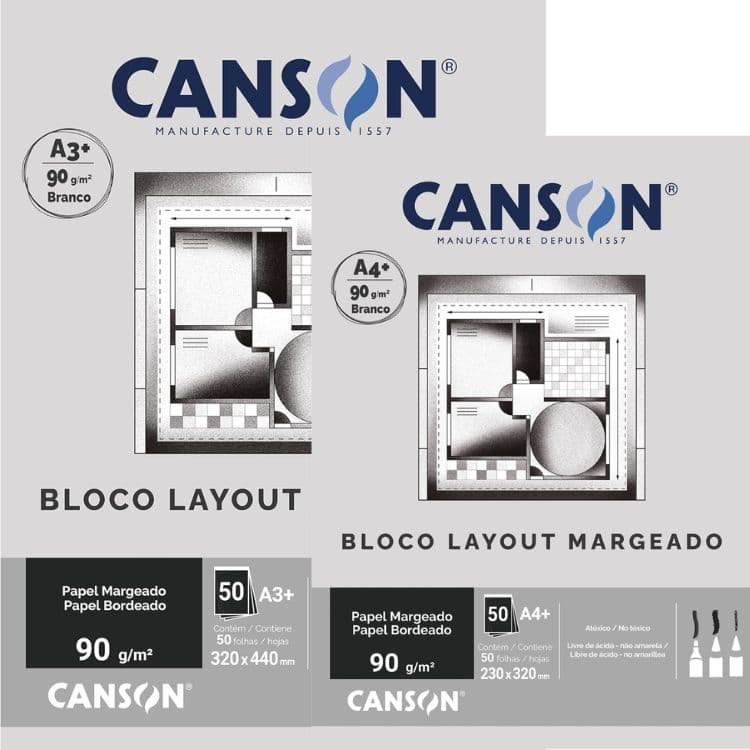 Bloco Técnico Layout Margeado + 90G 50 Folhas CANSON