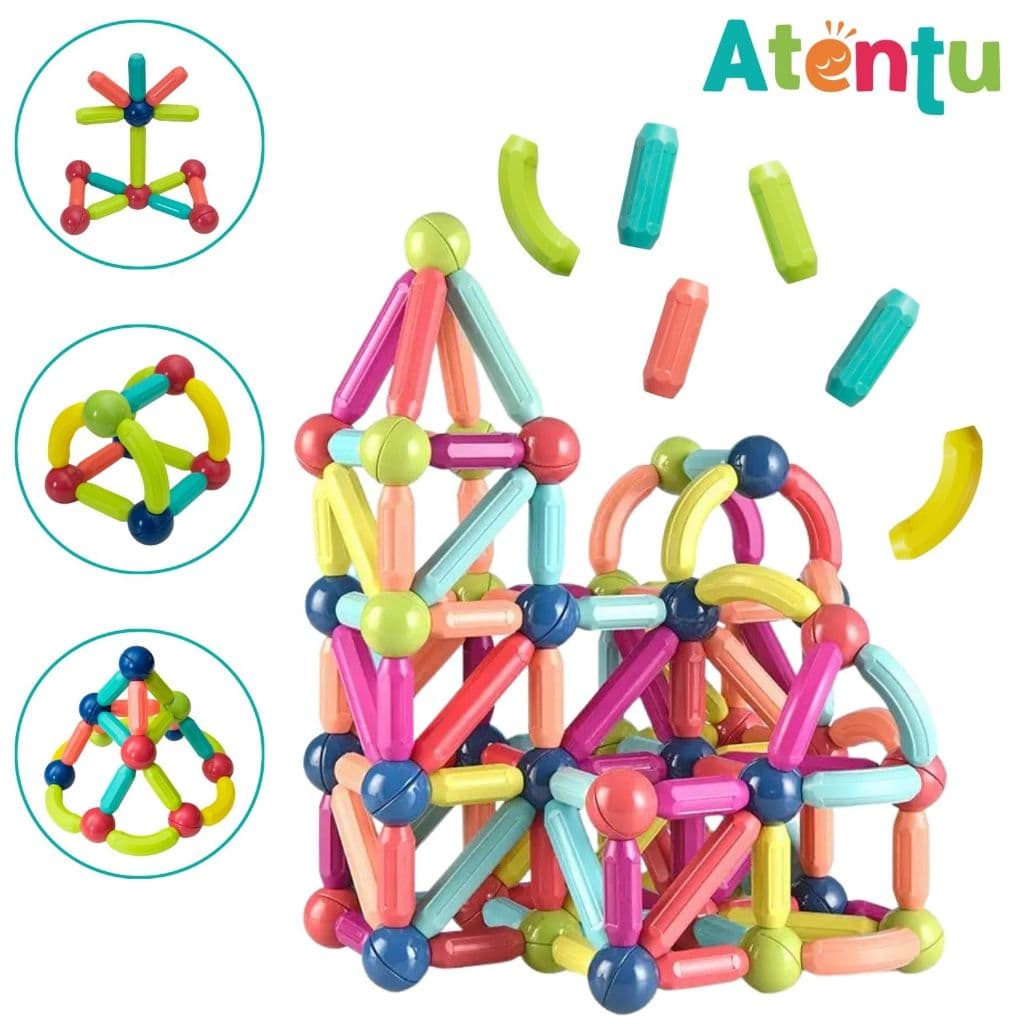 Blocos Magnéticos de Montar Brinquedo Infantil Brinquedo Bastões 64 Peças