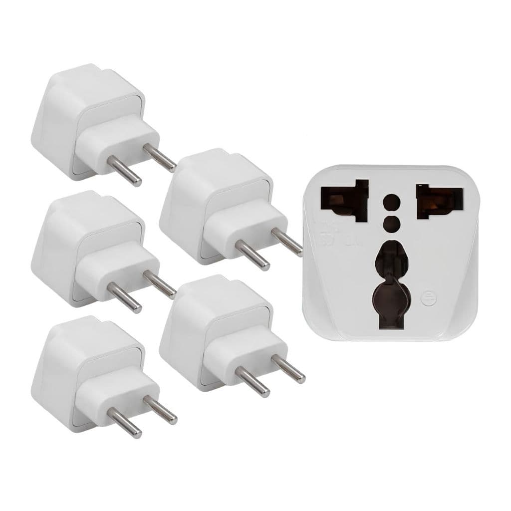 Kit 5 Unidades Adaptador Padrão Europeu  Internacional Seguro Antichamas Compacto