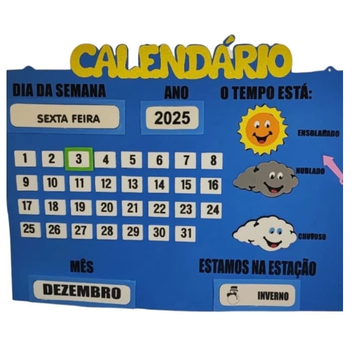 Calendário Grande em Eva Para Sala de Aula,Volta às Aulas, Decoração Escolar