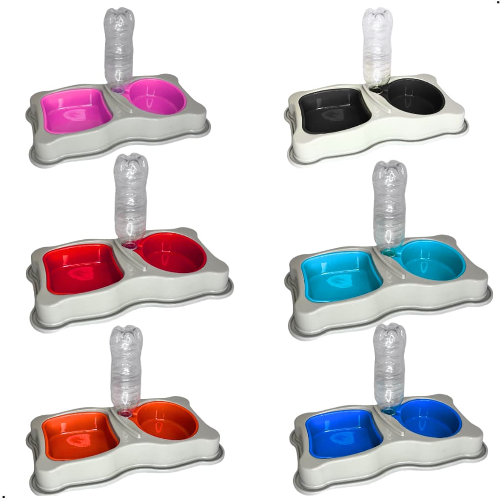 Comedouro e Bebedouro Duplo Função Pet Grande Cachorro Gatos Cães Antiformigas 750/550ml