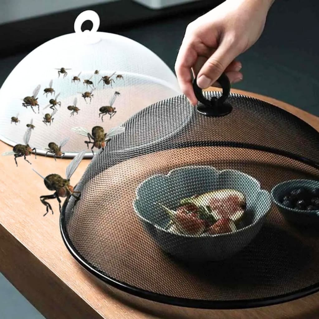 Telas Protetora De Alimento Tampa Grande Metálica Anti Mosca Protegem Pães Frutas Bolo Cozinha