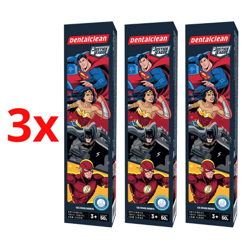 3x Gel Infantil Dentalclean Justice League Tutti Frutti  50g