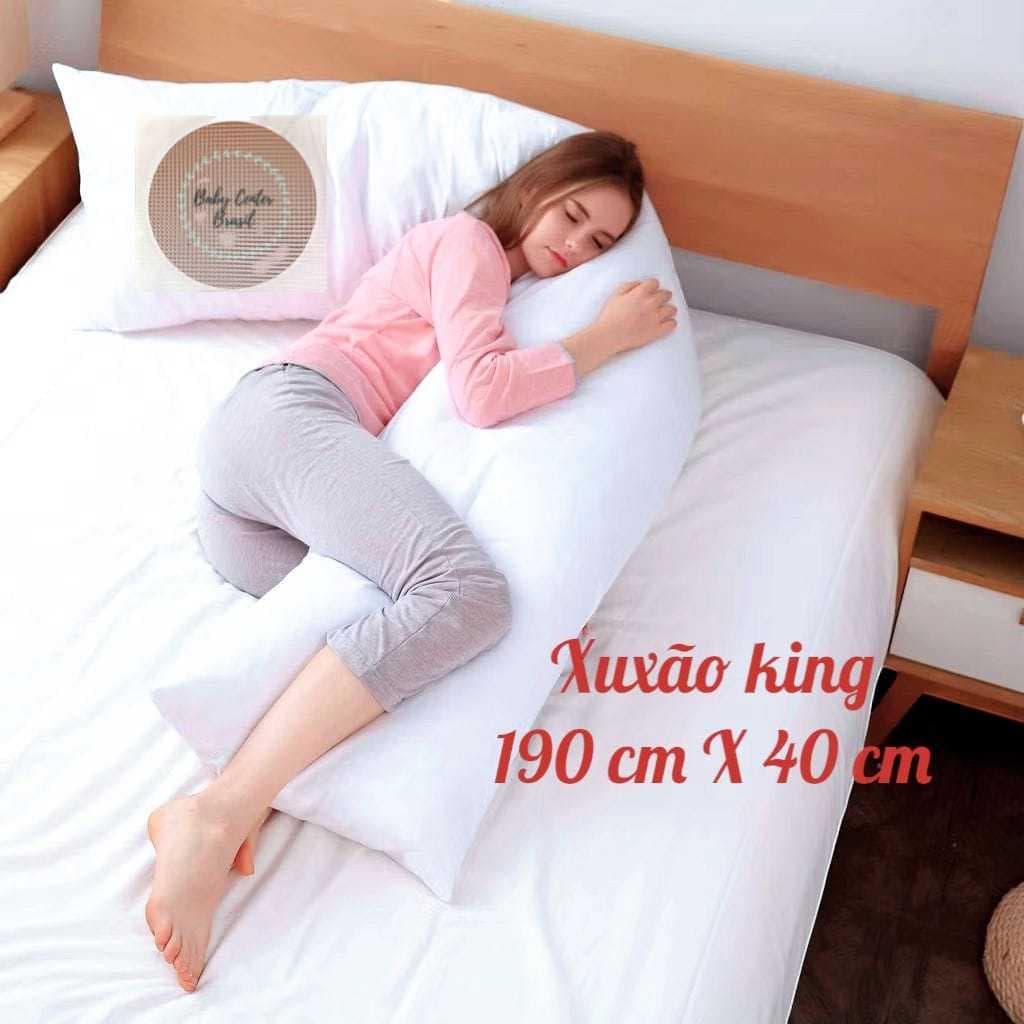Xuxão Travesseiro de Corpo Antialérgico KING 1,90 X 0,40 + Fronha Lavável Com Zíper ---- Refil + Capa