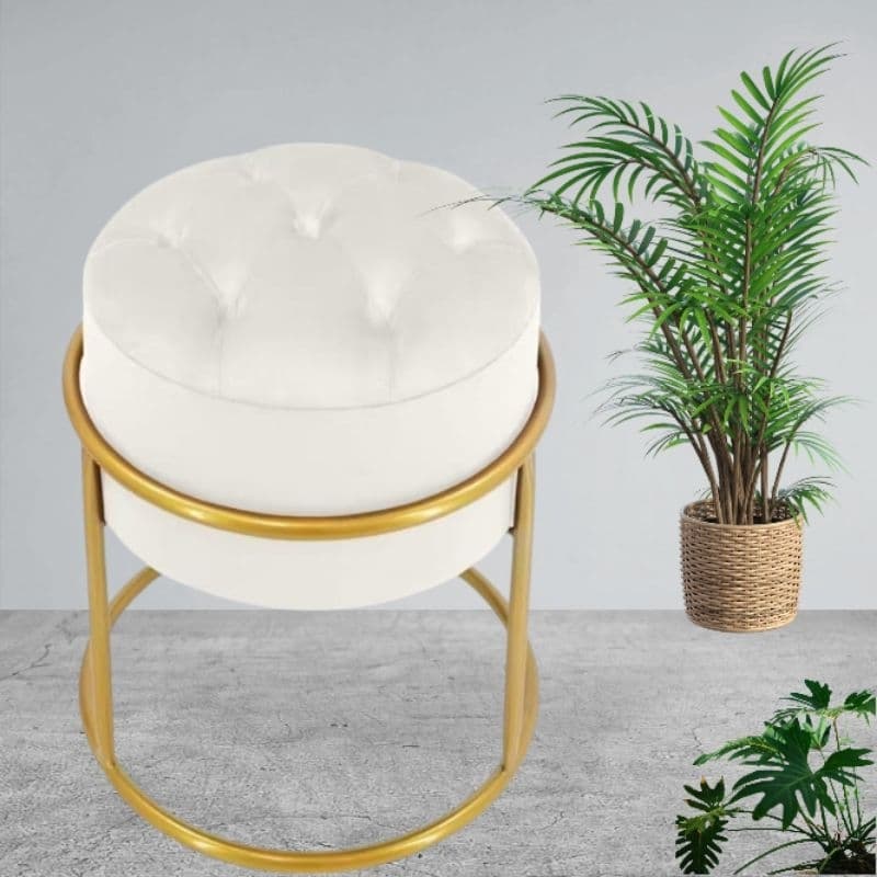 Puff Decoração Quarto Banqueta Ferro Argola Penteadeira Sala