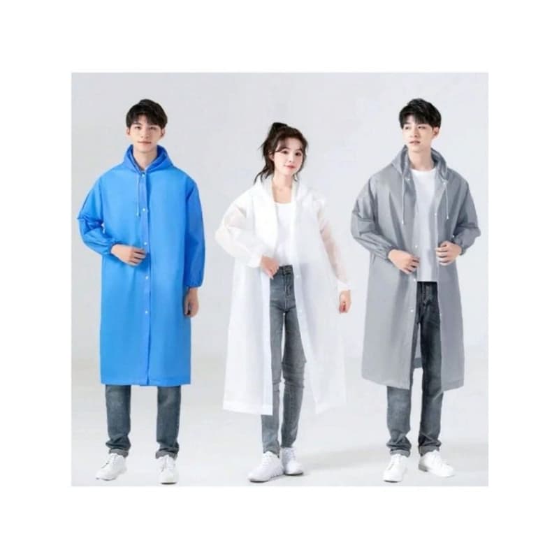 Capa De Chuva PVC Branco Cinza