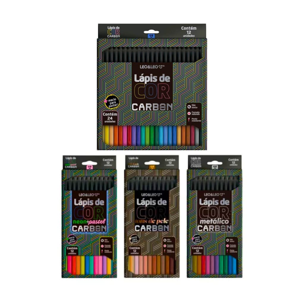 Lápis de cor Carbon Line Kit Desenho 60 Cores Macio Leo & Leo