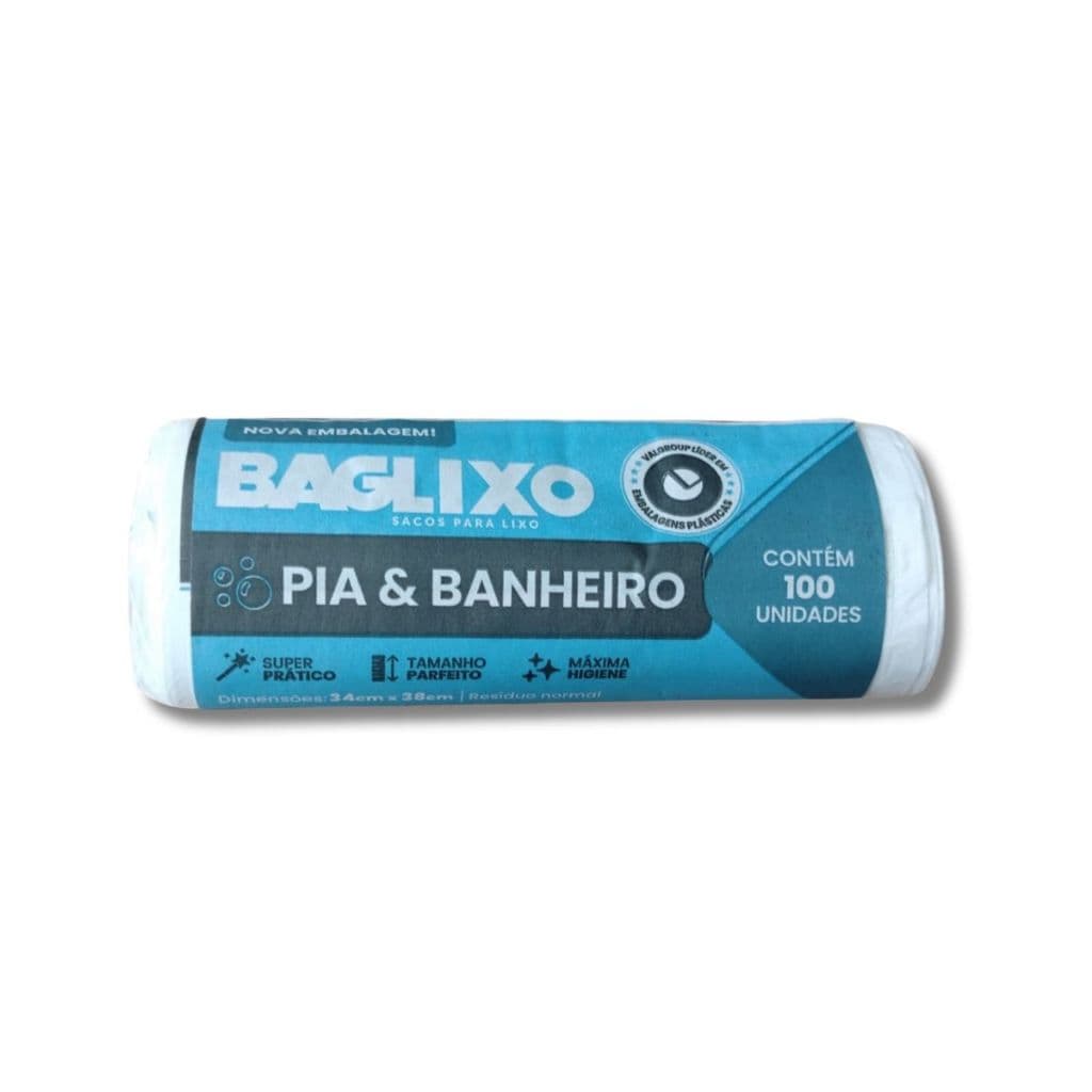 Sacos de Lixo Pia Banheiro 34x38cm 100 Unidades Branca Lixeira Cozinha 7 Litros