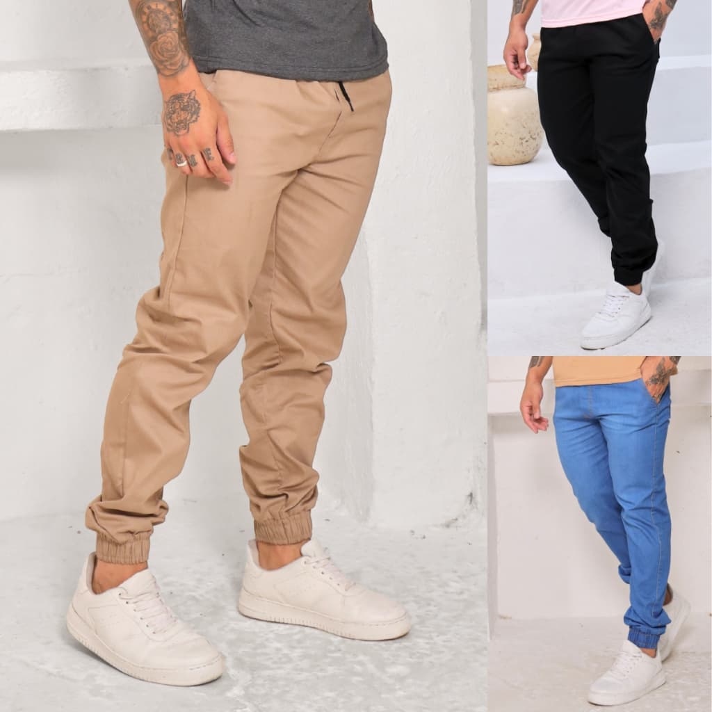 Calças Masculina Jogger Com Punho Elástico