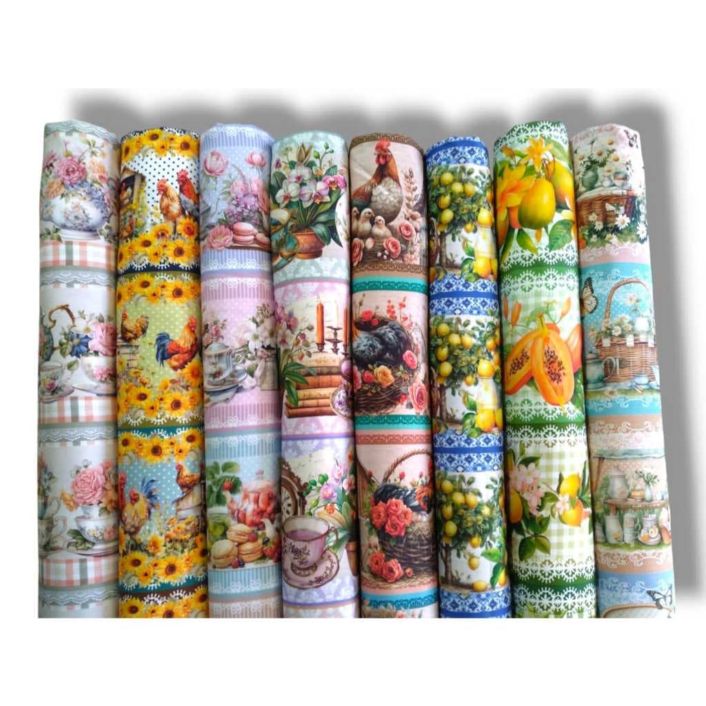 Tecidos Tricoline Barrado Digital Diversas Opções (0,55cm x 1,50cm)