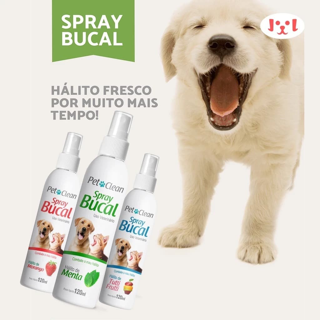 Kit 3 Spray Bucal Contra Mau Hálito E Tártaro Para Cachorro e Gato  Menta, Morango e Tutti-Frutti