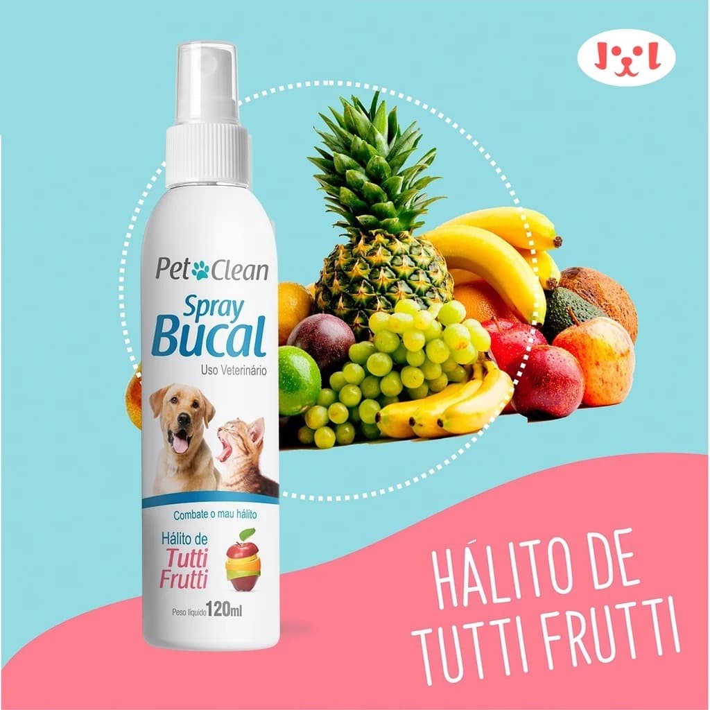 Kit 2 Spray Bucal Contra Mau Hálito E Tártaro Para Cachorro e Gato  Sabor De Tutti-Frutti, Morango