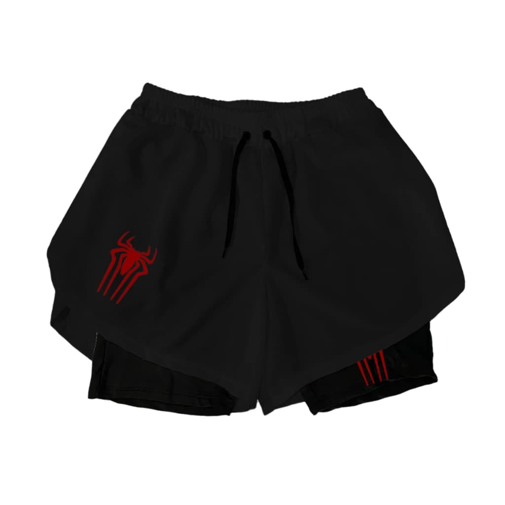 Short Feminino Treino Academia Compressão Dry Fit Aranhas Vermelhas