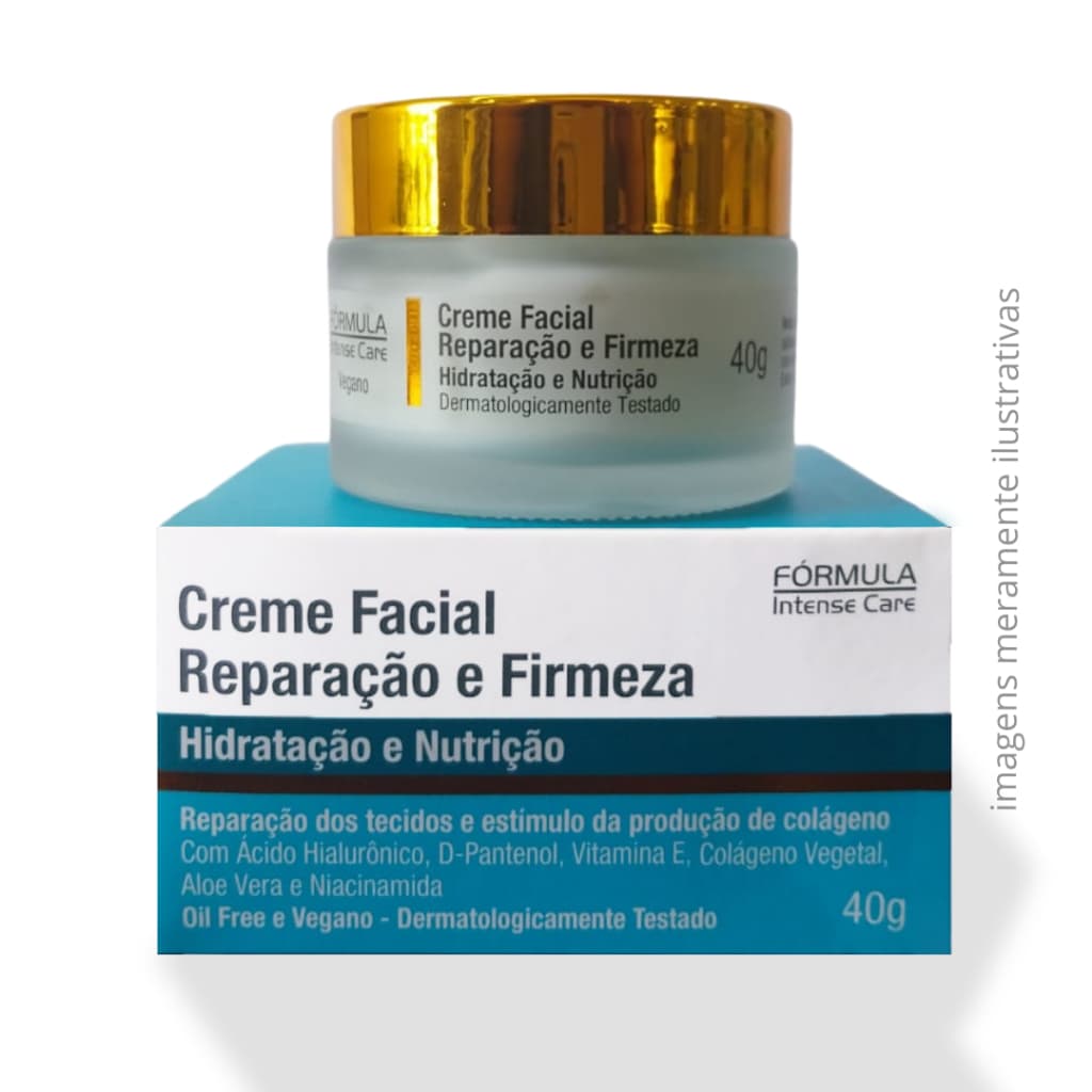 Creme Facial Colágeno, Ácido Hialurônico E Vitamina E - 40g | Fórmula Intense Care