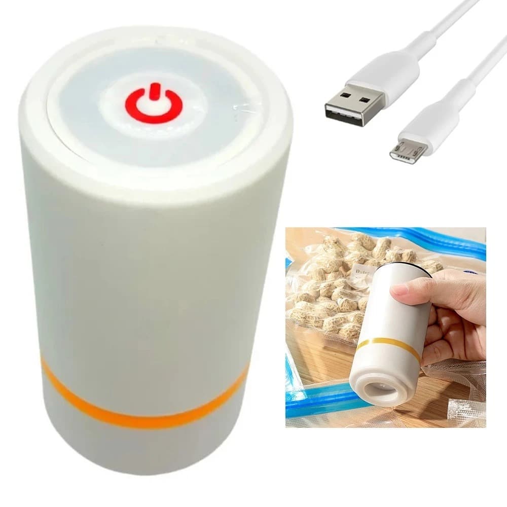 Mini Seladora A Vacuo Touch Portatil Conserva Alimentos Frutas Verduras Carnes Legumes Cozinha Comida Casa