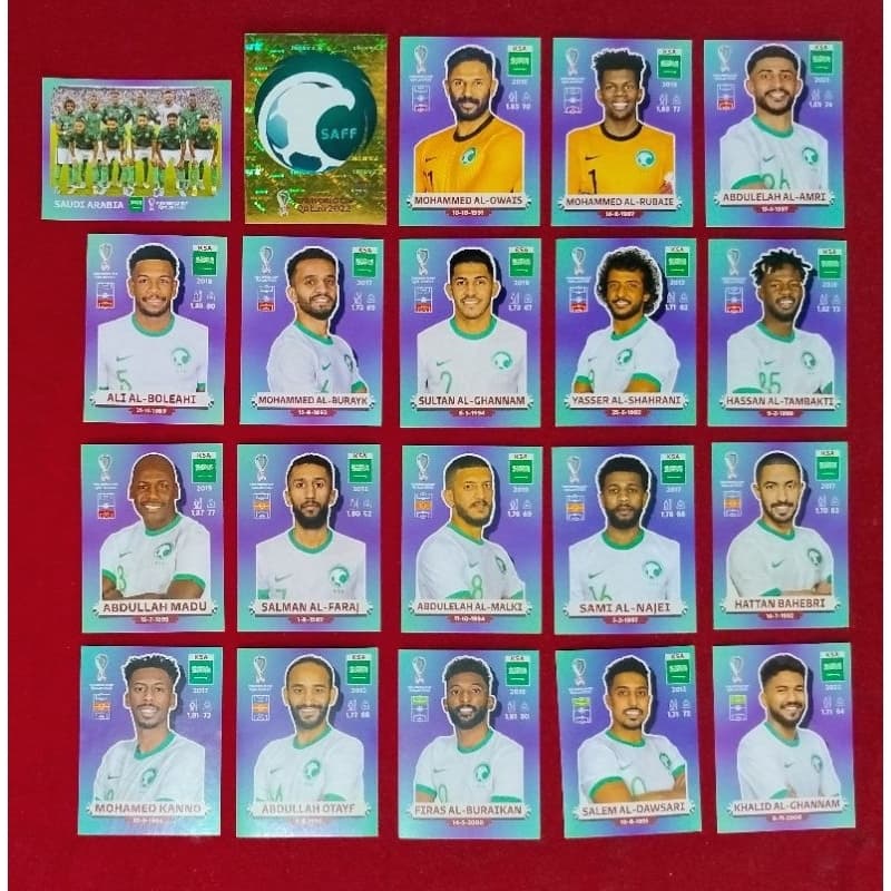 Figurinhas Avulsas da Copa do Mundo 2022 Seleção da Arábia Saudita (KSA)