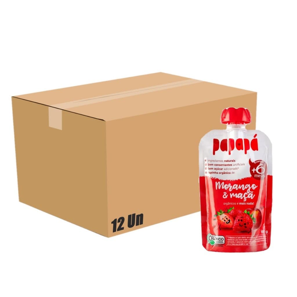 Papinha Orgânica Papapá Morango E Maçã Squeeze 100g 12un