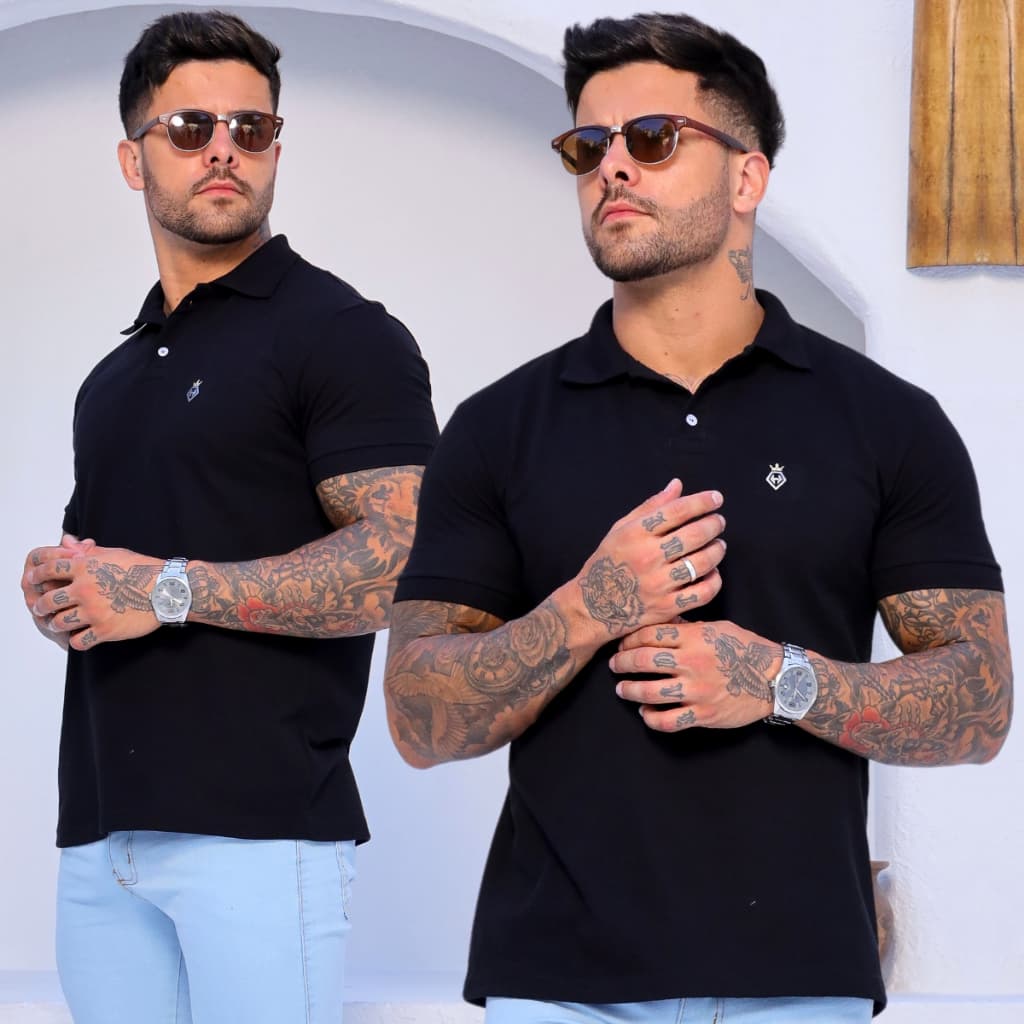 Camisa Gola Polo Preta Masculina Varias Cores Masculina Original Piquet Premium Casual
