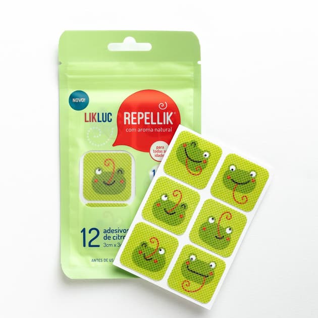 Cartela Com 12 Adesivos Repelente Likluc Repellik Repelente em adesivo infantil