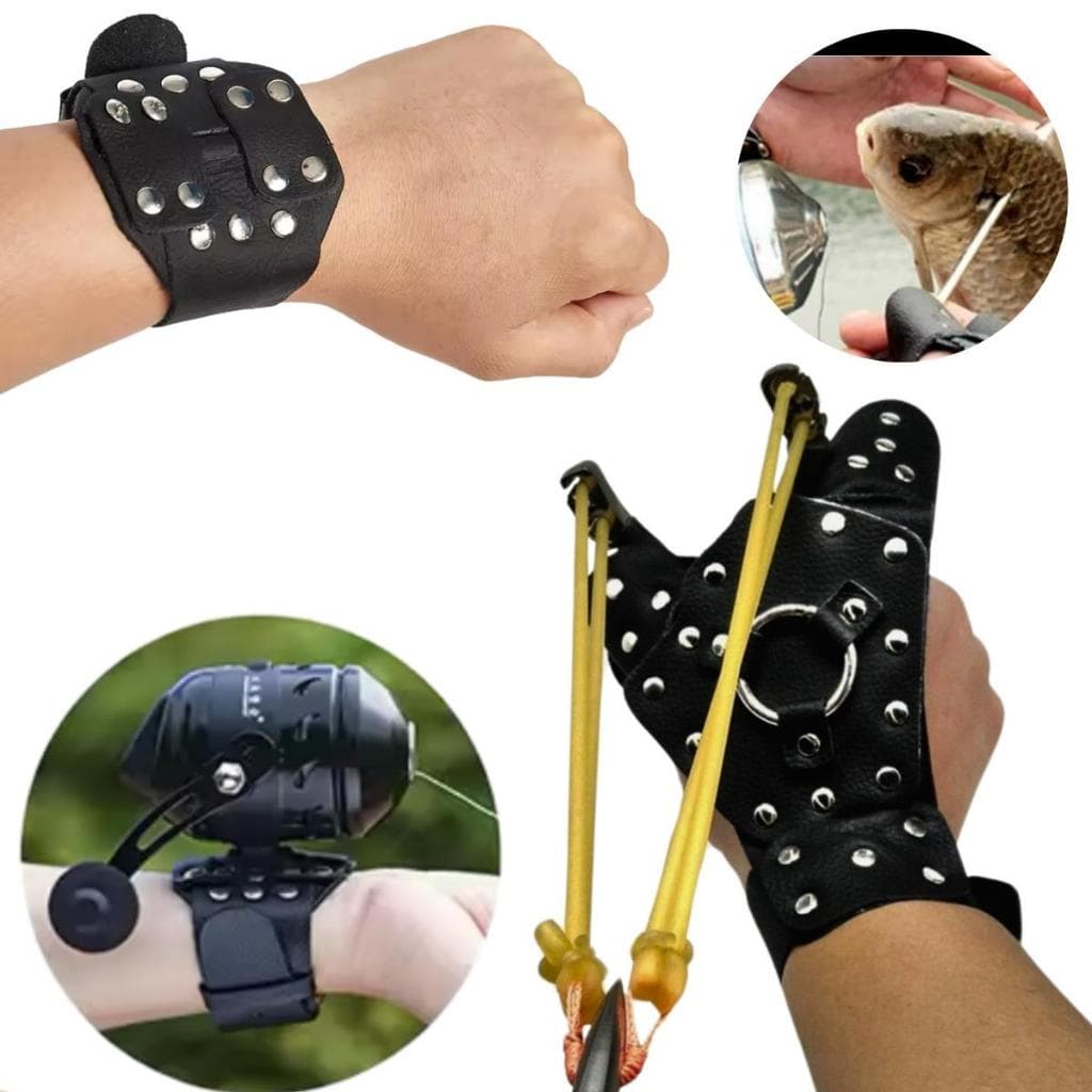 Luva Protetora Para Spincast De Couro E Aço + Bracelete