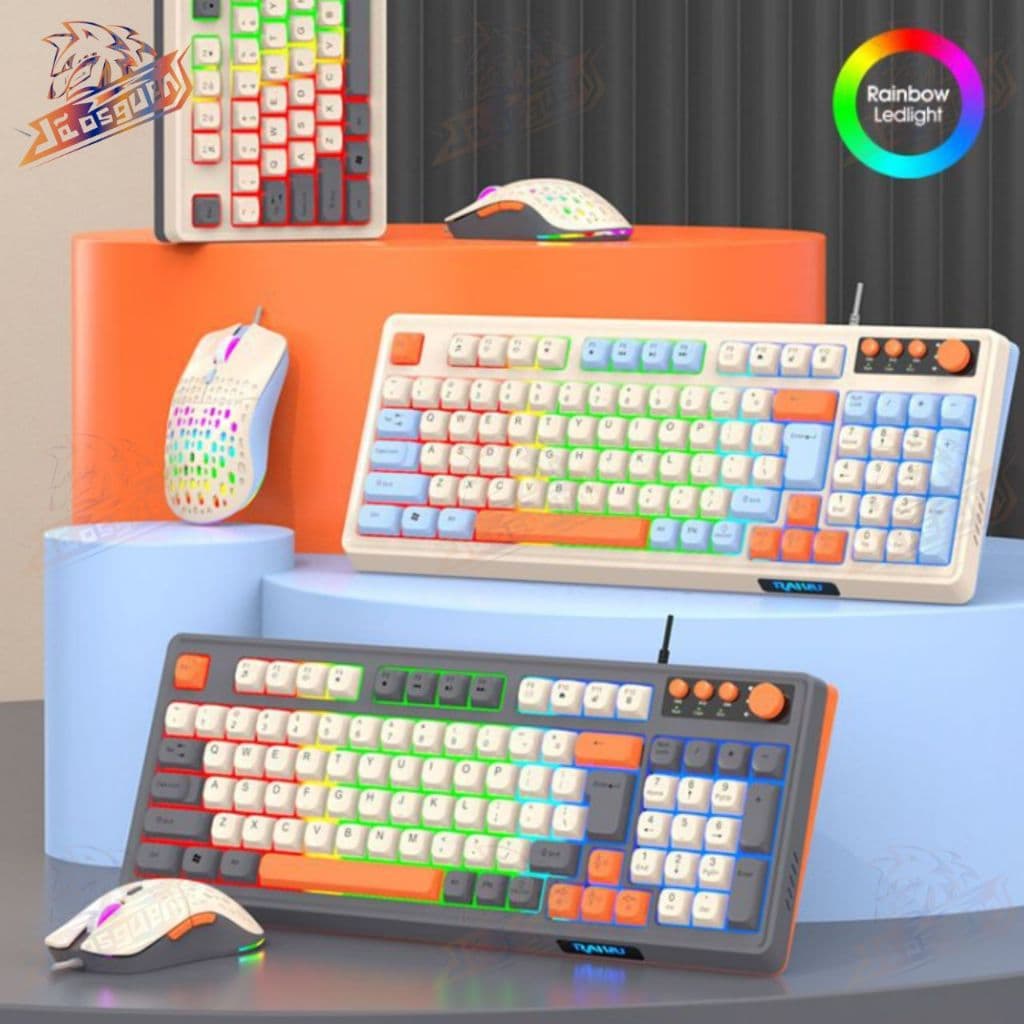 Kit Teclado E Mouse De Gamer Com Fio Para Três combinações de cores Iluminado 98 Teclas