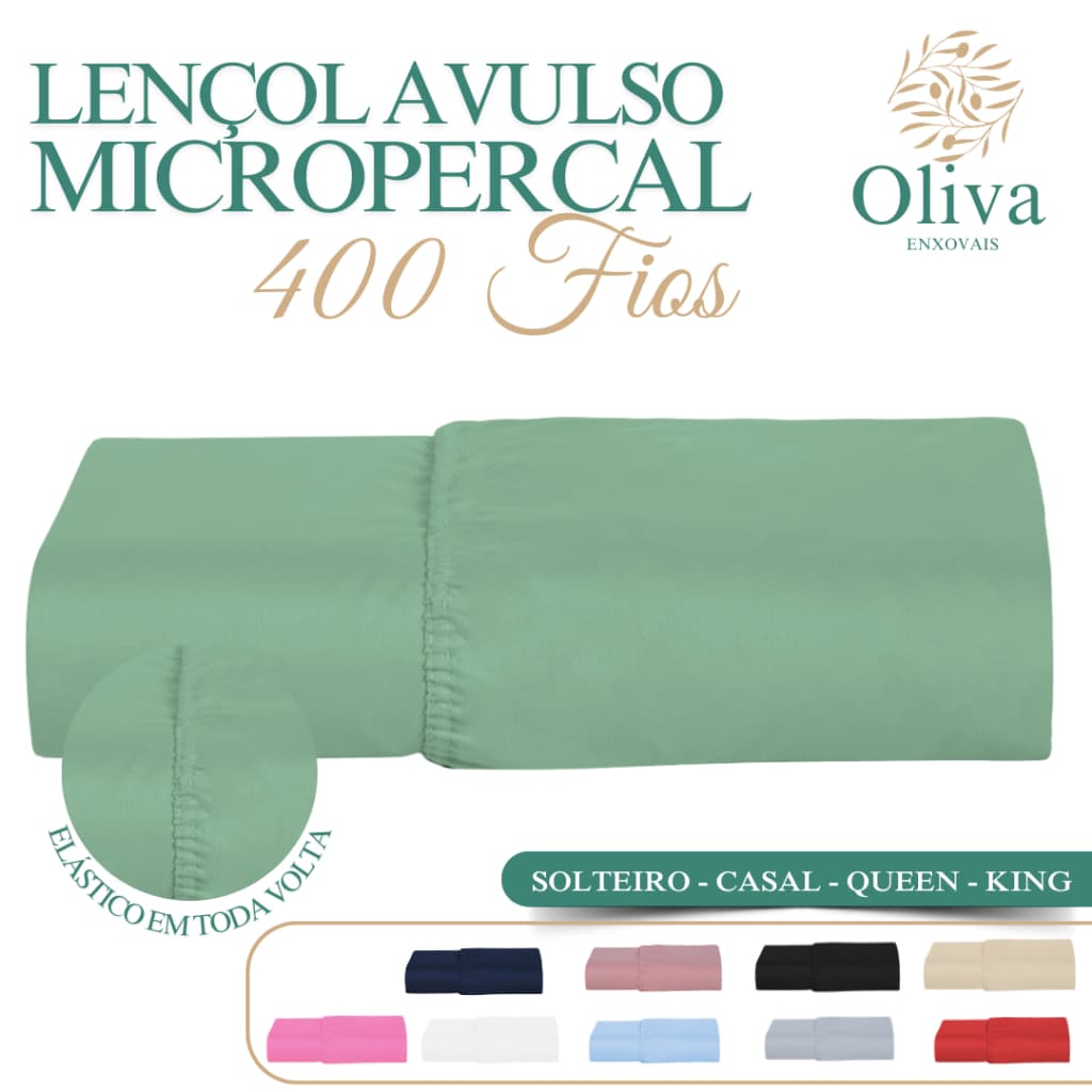 Lençol com Elástico Avulso Micropercal 400 Fios Acetinado Toque Macio