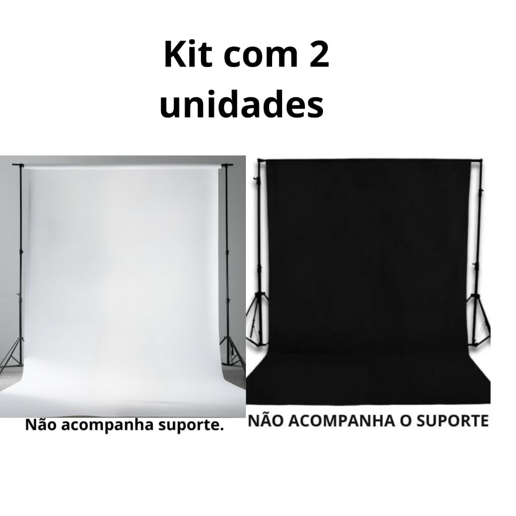 Kit com duas unidade de fundo infinito fotográfico em tecido oxford cores preto e branco.