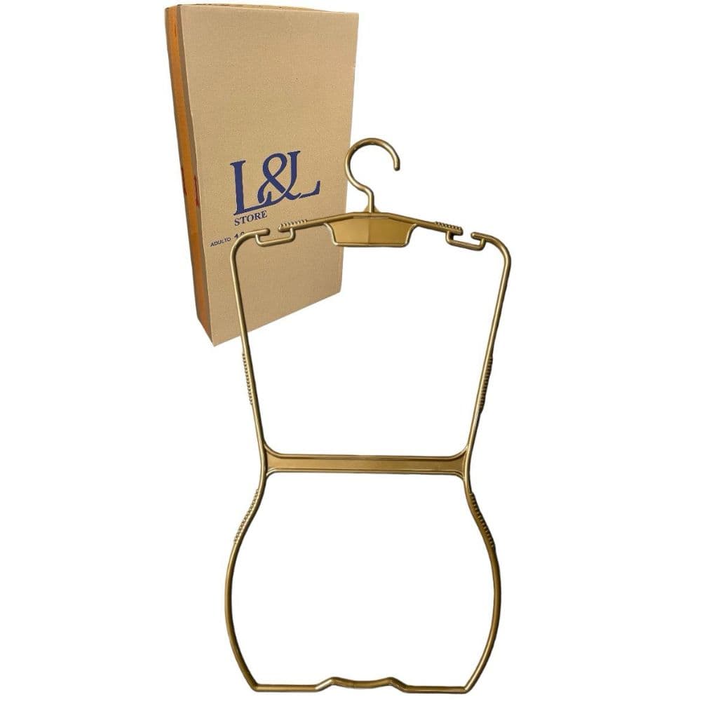 10 Cabide Silhueta Adulto Dourado Resistente. Promoção