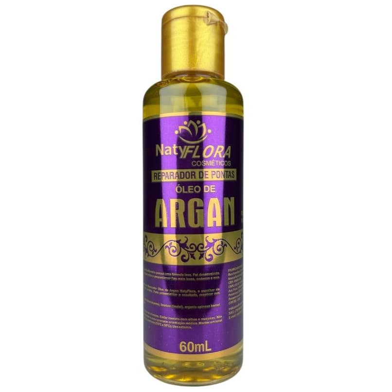 Reparador de Pontas Óleo de Argan Cabelos Brilhantes 60mL NatyFlora