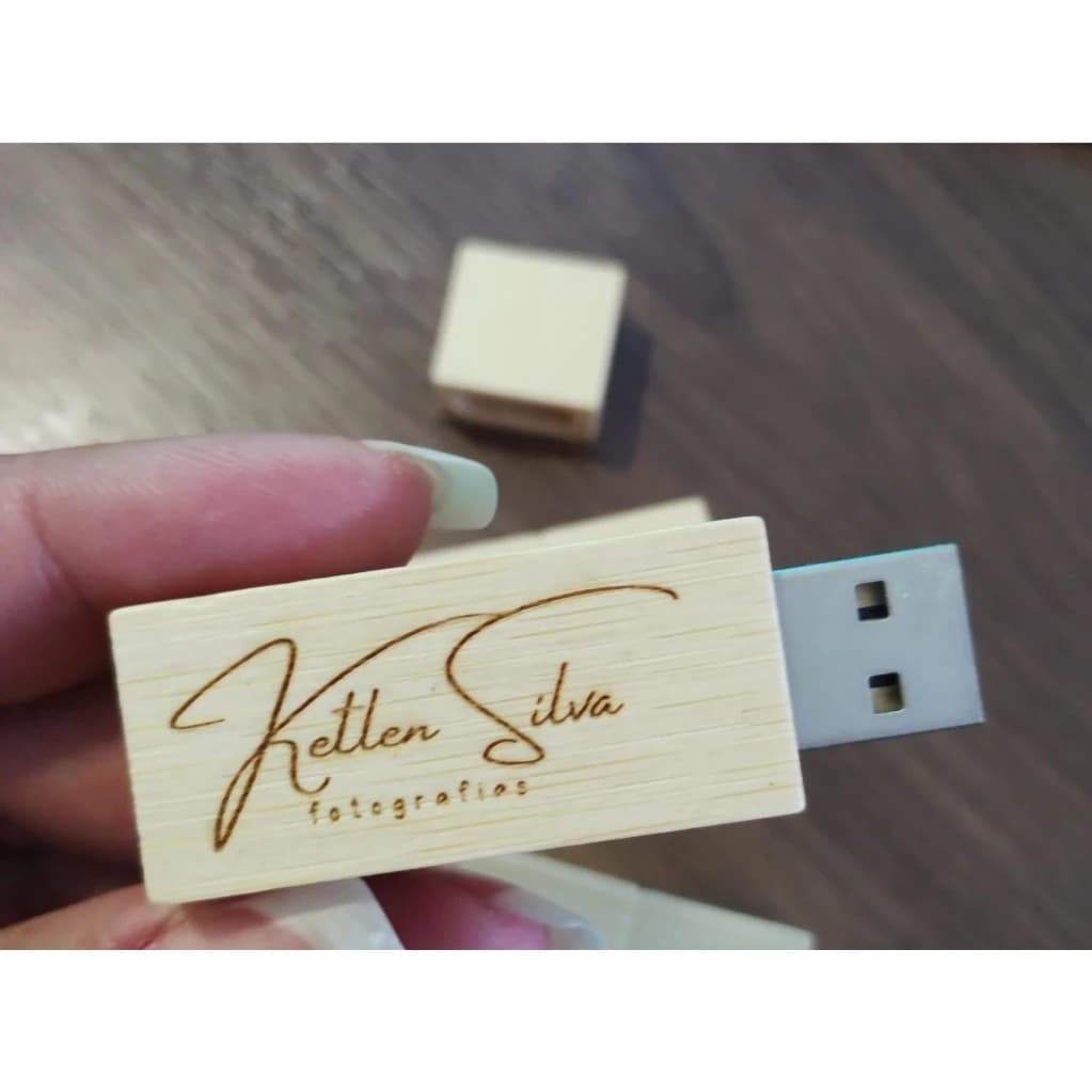5 peças pendrives de bambu retangular 8gb (Personalizamos)