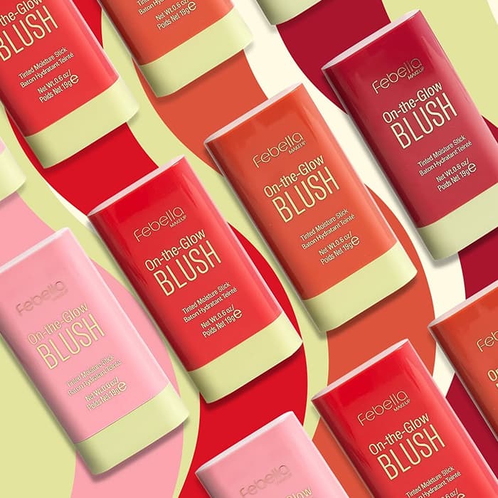 Blush em Bastão Stick On The Glow Febella - Rosa, Vermelho, Laranja, Marsala