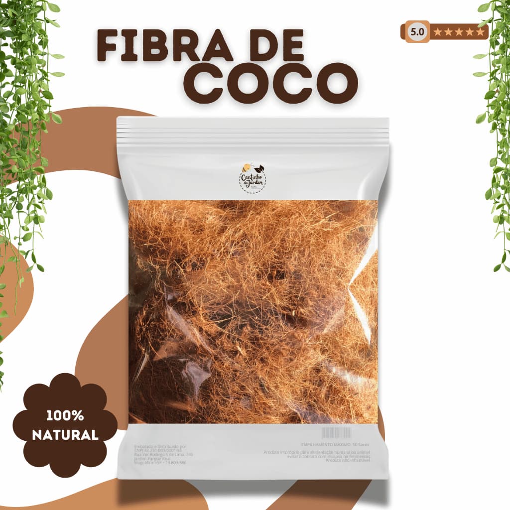 Fibra de Coco Lavado 800g para Plantas, Substrato, Jardinagem, Orquídeas, Suculentas e Hortas