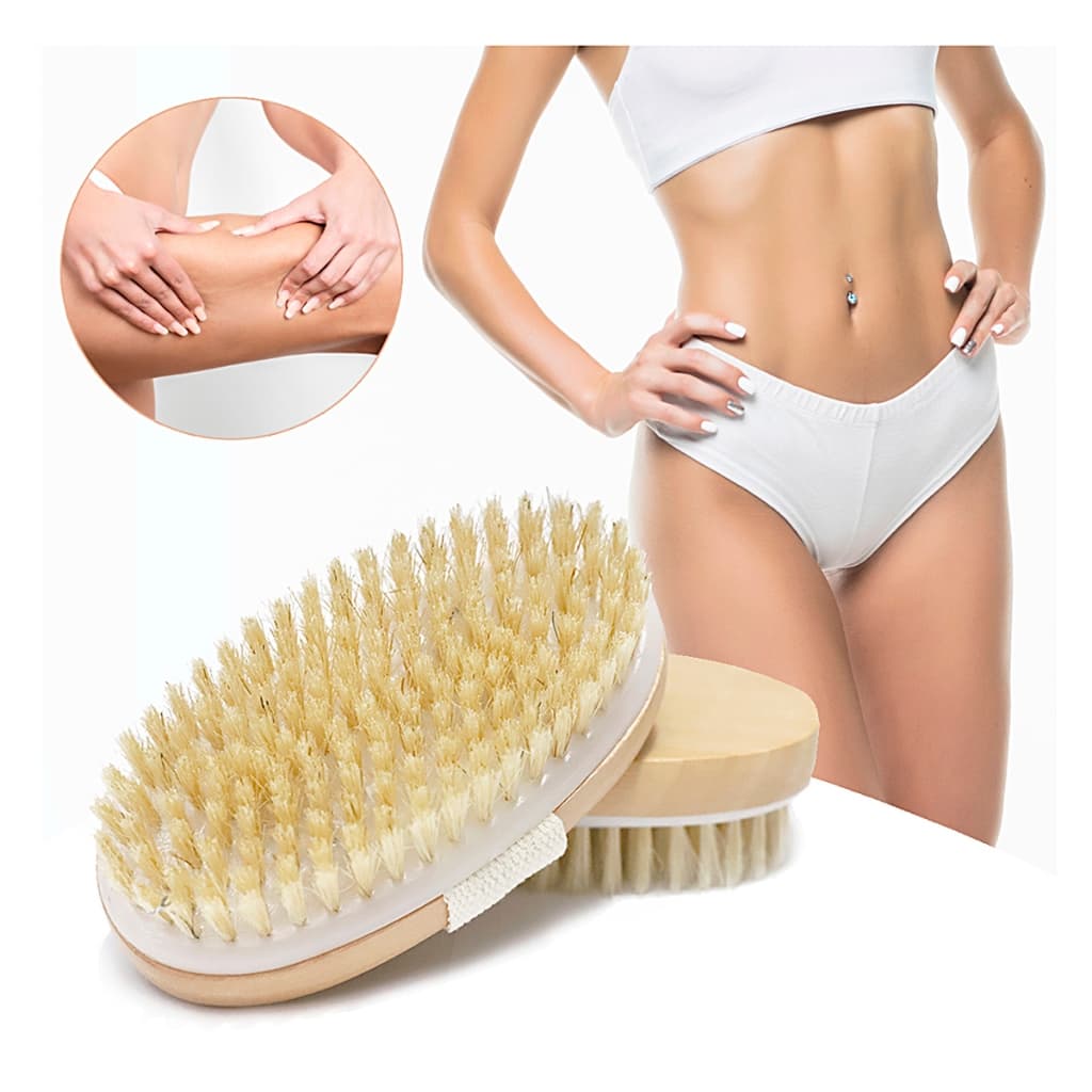 Escova Seca Corporal Cerdas Naturais Escovação A Seco Dry Brushing Esfoliação A Seco