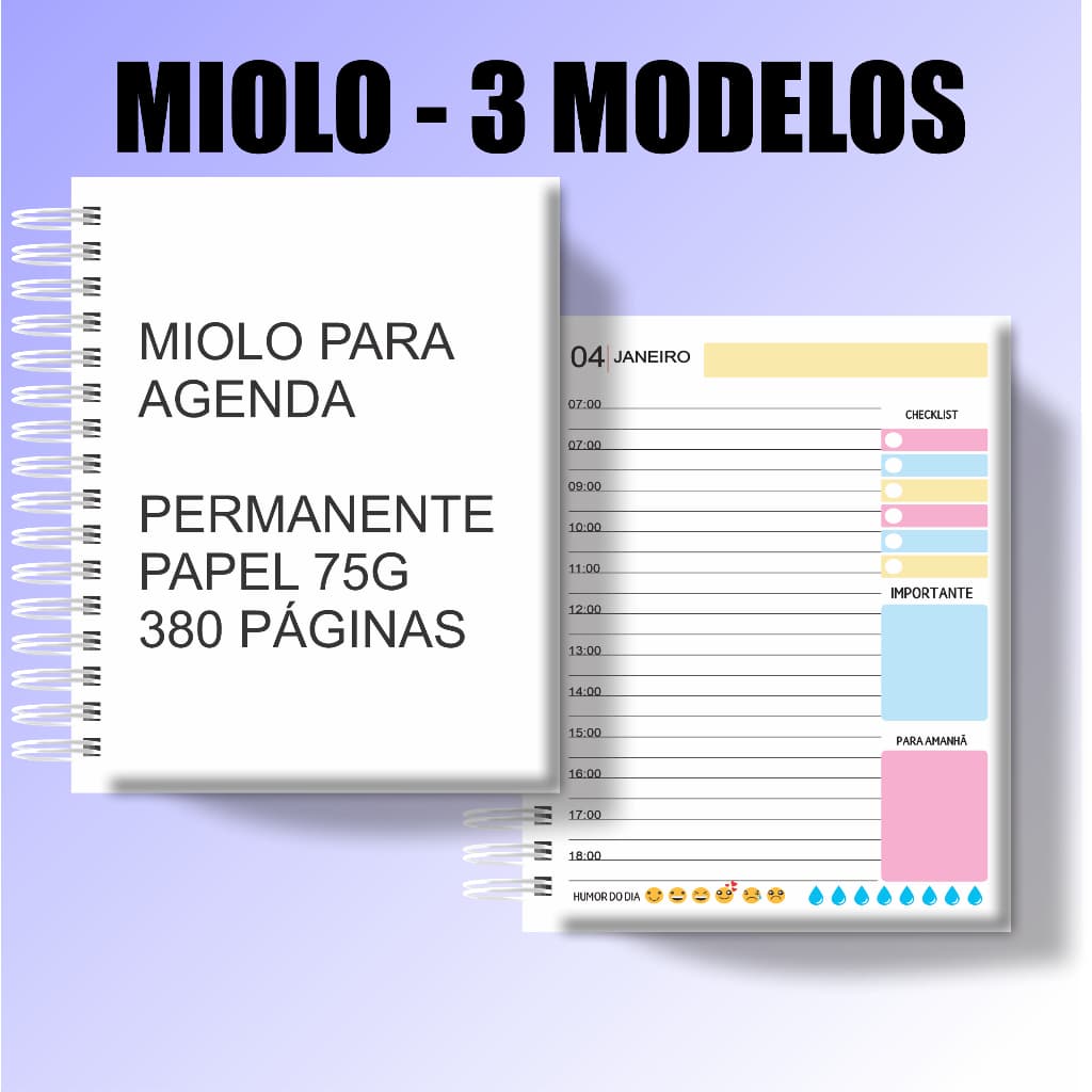 MIOLO AGENDA PERMANENTE PLANNER PERSONALIZADO 2025