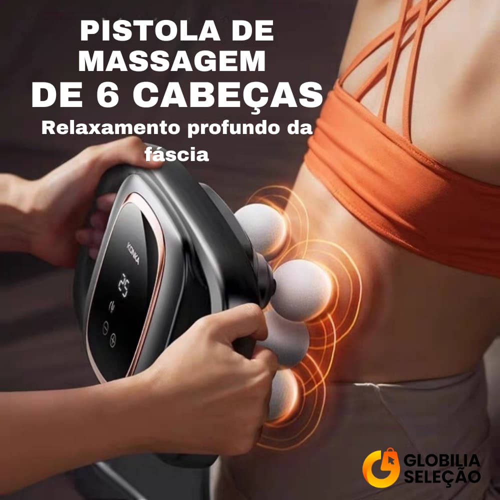 Massageador pistola fáscia de seis cabeças de massagem relaxante muscular 7 modos 9 velocidades FAM1100