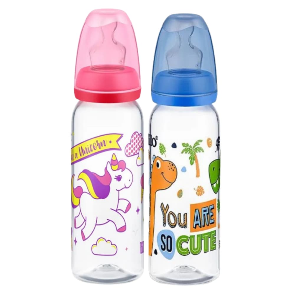 Mamadeira Lillo Magia Bico de Silicone Anatômico 240 mL Tampa Antivazamento +6 Meses