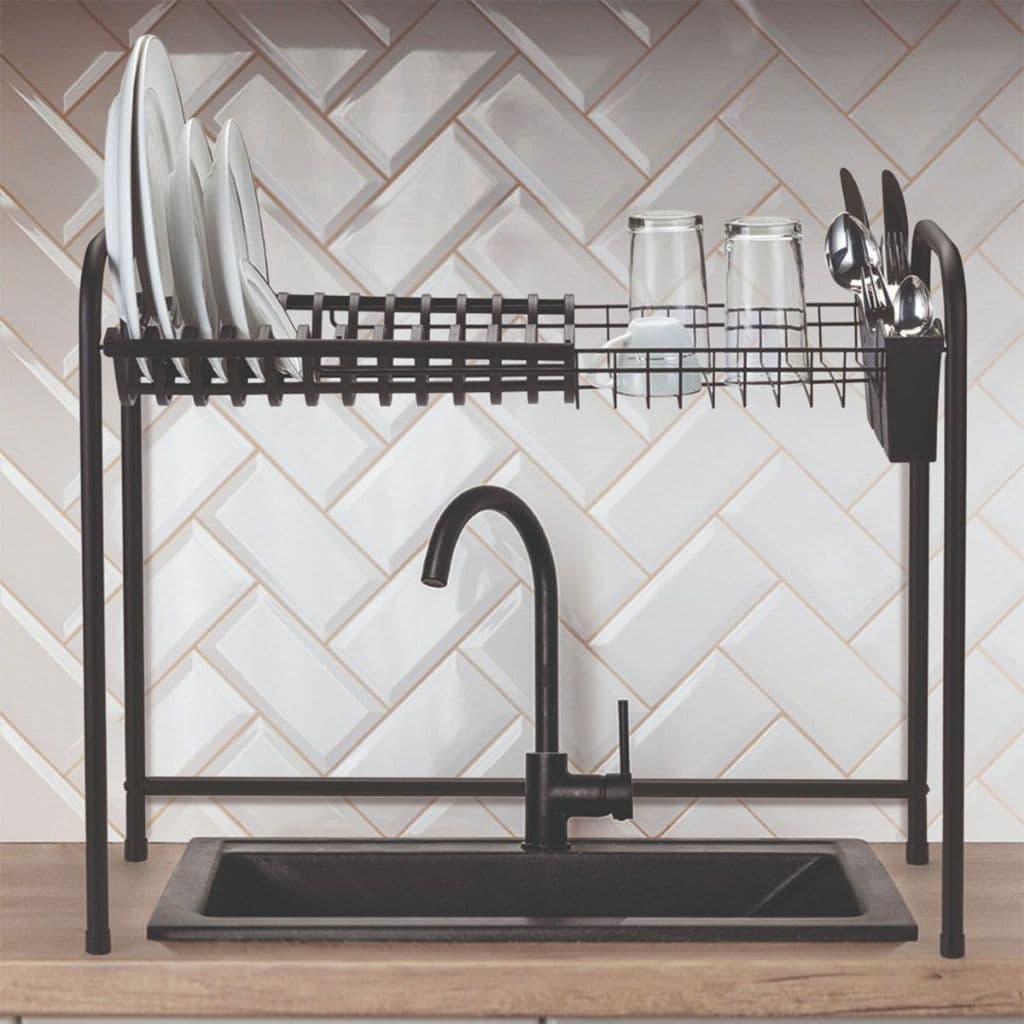 Escorredor de Louças Gaivota Black Com Porta Talheres– Organização e Estilo Arthi
